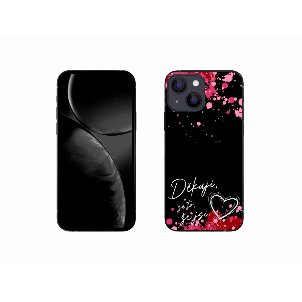 Gél borítás mmCase iPhone 13 mini 5.4 - szerelem szöveg 2 fekete háttér