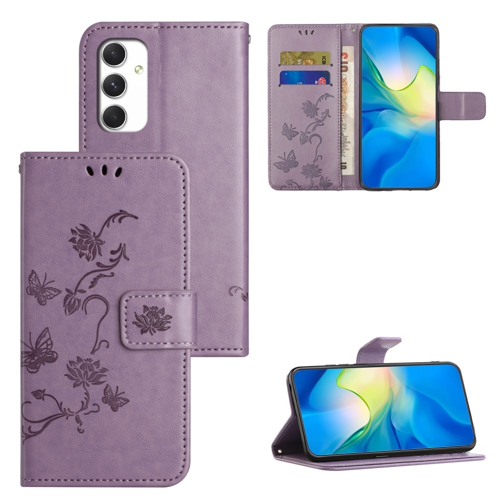 Virágos könyv tok Samsung Galaxy A16 4G/5G készülékhez - világos lila