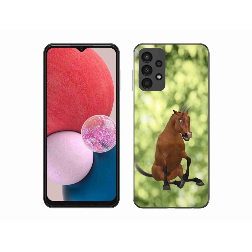 Zselés borítás mmCase Samsung Galaxy A13 4G - barna rajzfilm ló 1