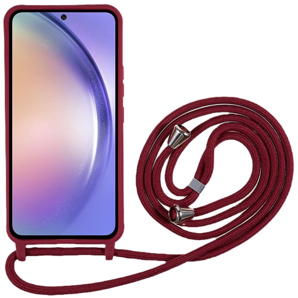 Zsinórral ellátott zselés tok Samsung Galaxy S25+ készülékhez - bordó színű