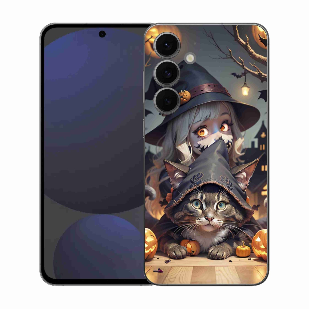 Zselés borítás mmCase Samsung Galaxy S25 FE készülékhez - boszorkány macskával