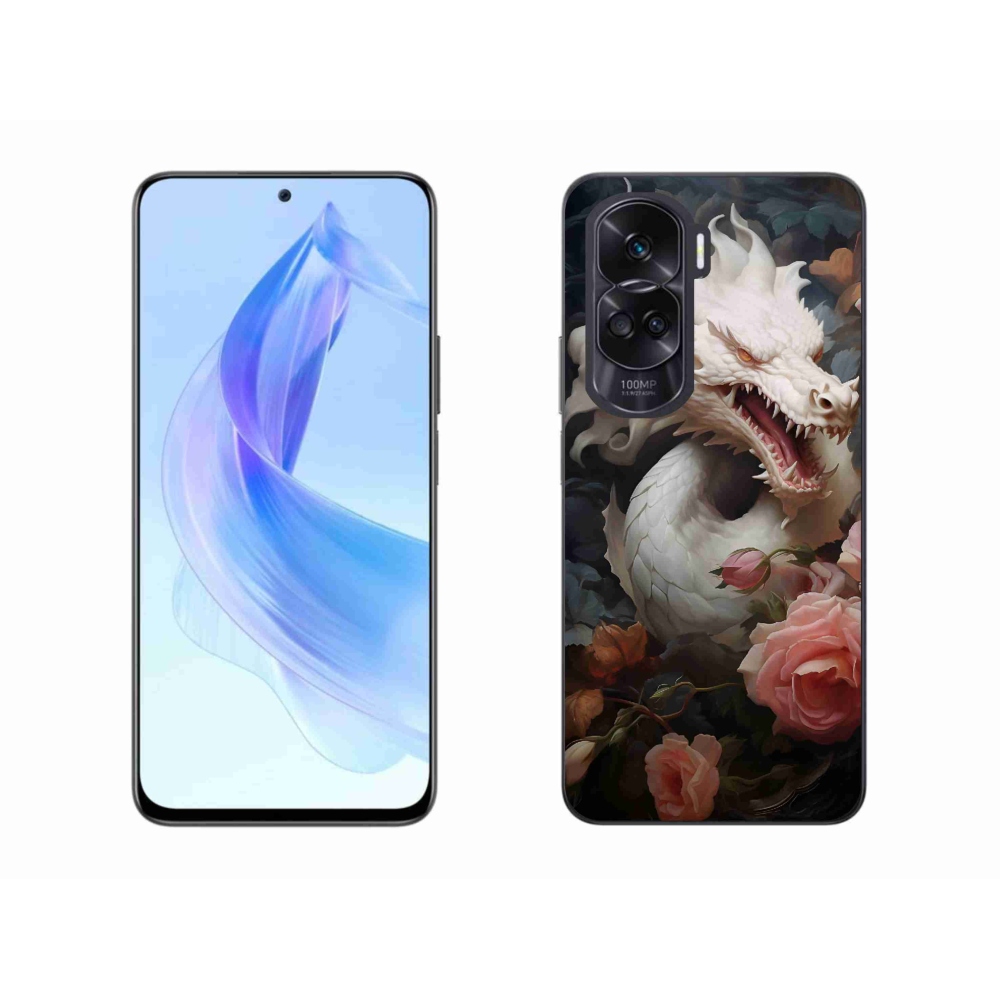 Zselés borítás mmCase a Honor 90 Lite készülékhez - fehér sárkány
