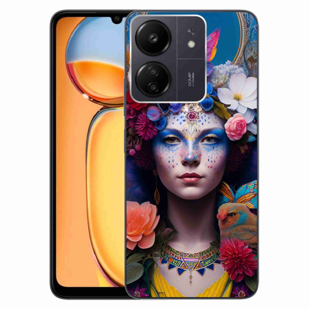 Gél borító mmCase a Xiaomi Poco C65/Redmi 13C-hez - nő virágokkal