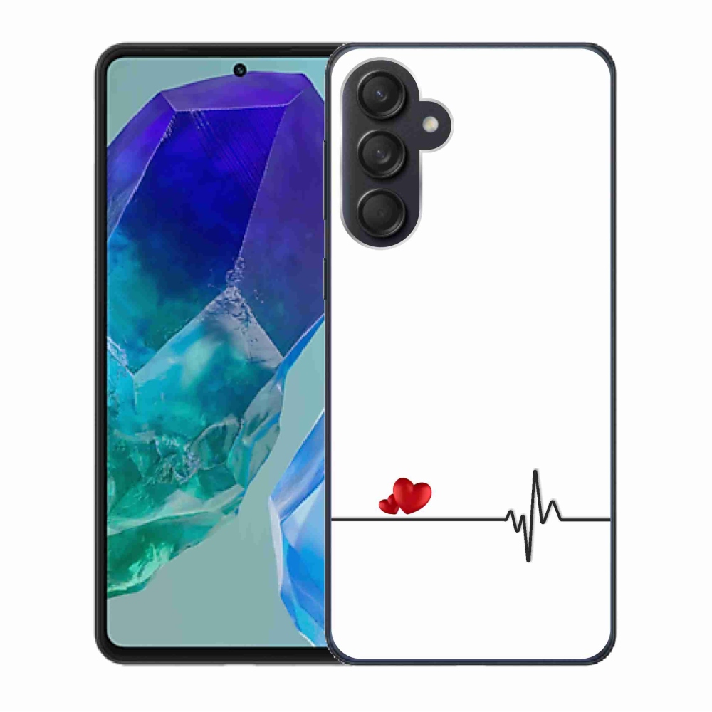 Gél borító mmCase Samsung Galaxy M55 5G - szív és szívverés fehér háttérrel