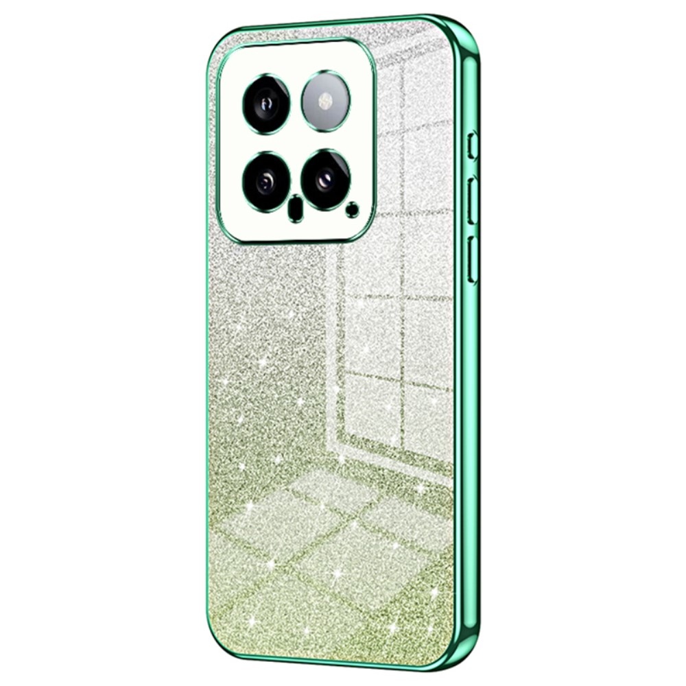 Vágott zselés csillogó tok a Xiaomi 14-hez - zöld
