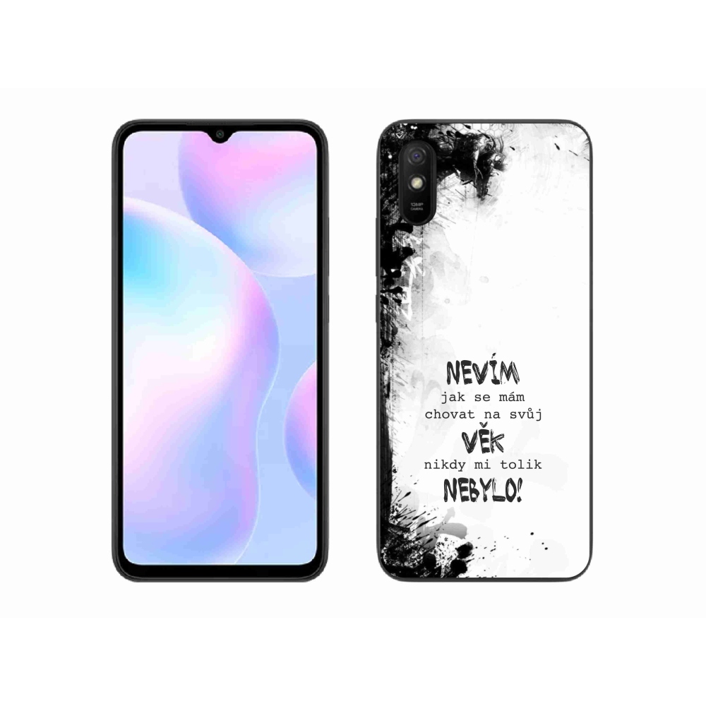 Gél borító mmCase a Xiaomi Redmi 9A számára - vicces szöveg 14 fehér háttérrel