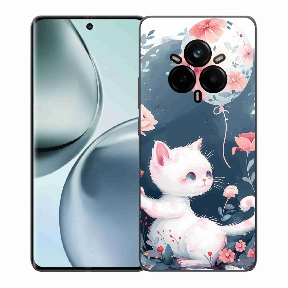 Gél borítás mmCase a Realme 14 Pro+ 5G számára - cica lufival