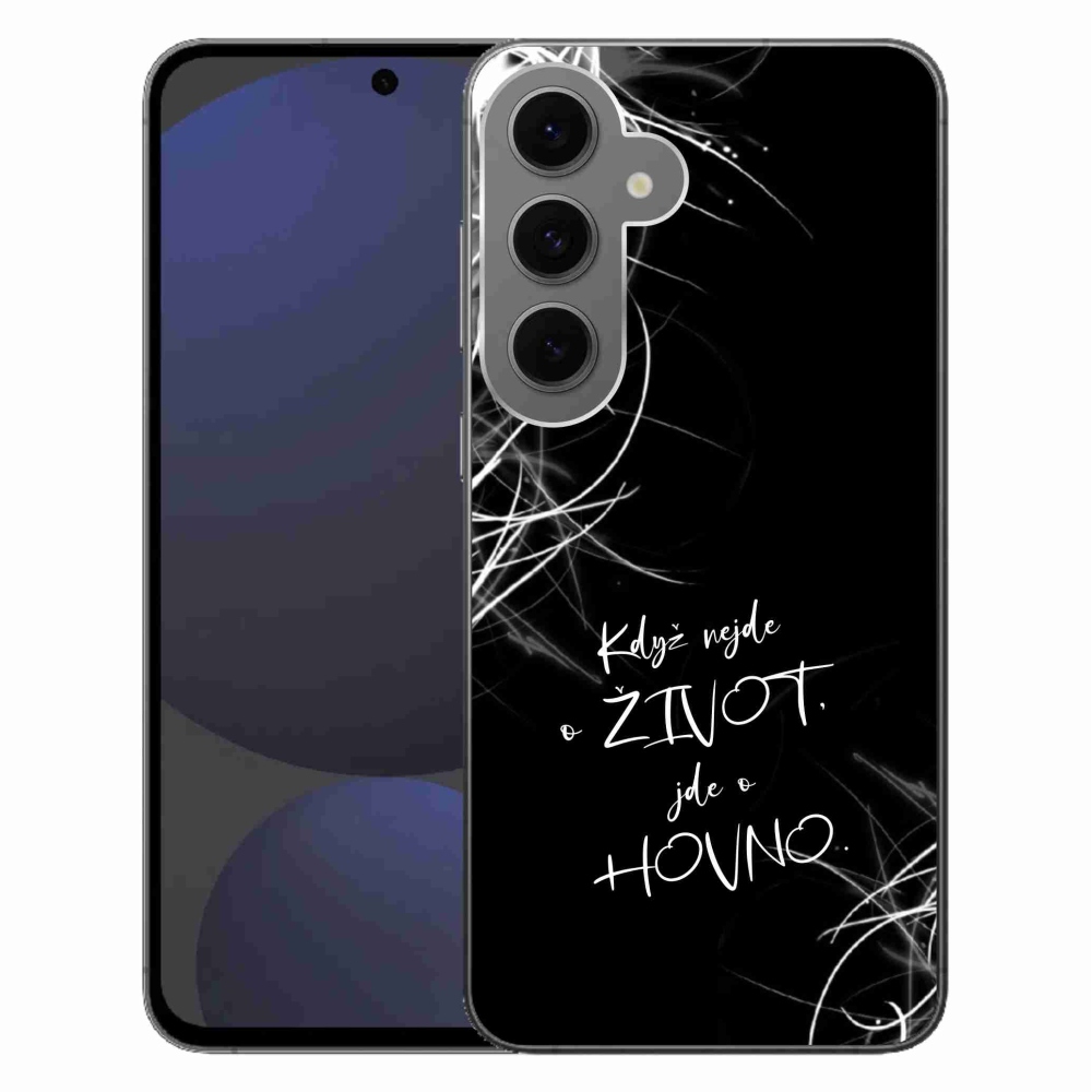 Gél borító mmCase Samsung Galaxy S24 FE - vicces szöveg 16 fekete háttér