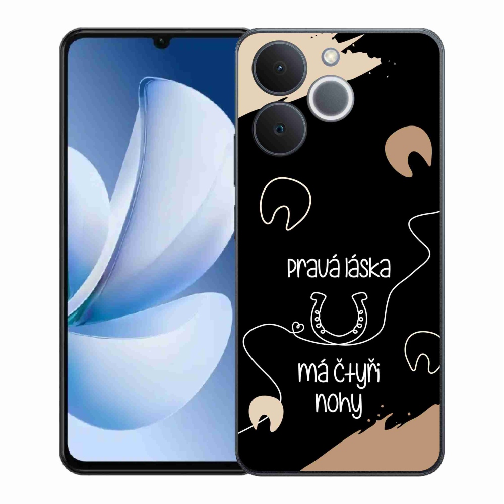 Gél borító mmCase a Realme Note 70T készülékhez - ló motívum fekete háttérrel