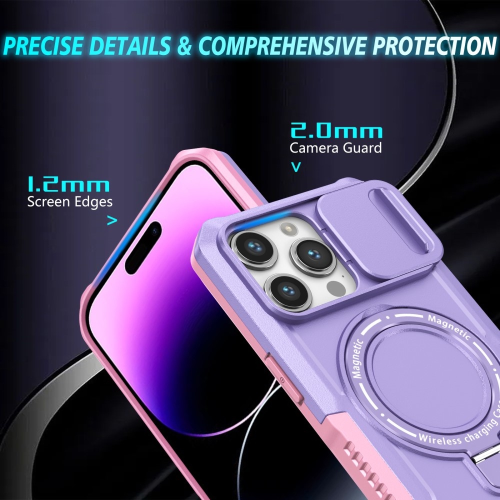 Katonai tartós védőburkolat MagSafe-vel iPhone 14 Pro Max készülékhez - rózsaszín/lila