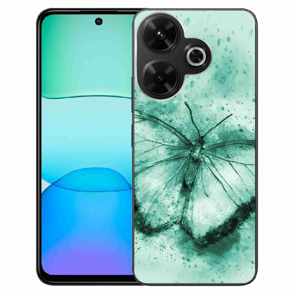 Gél tok mmCase a Xiaomi Redmi 13 4G/Poco M6 4G - zöld pillangóhoz