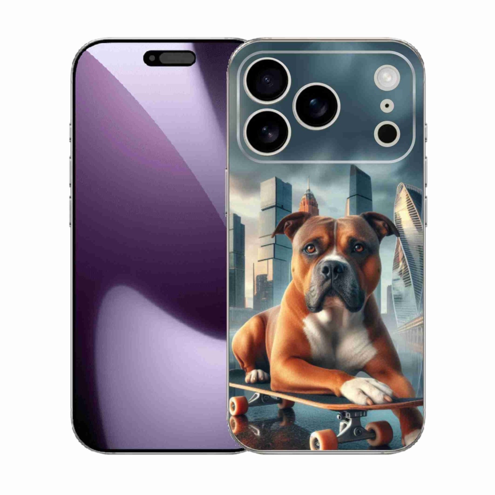 Zselés borítás mmCase iPhone 17 Pro készülékhez - kutya gördeszkán