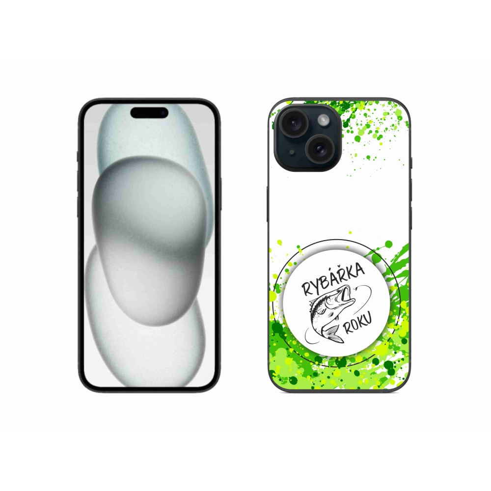 Zselés borító mmCase iPhone 15 készülékhez - Az év halászának fehér háttere