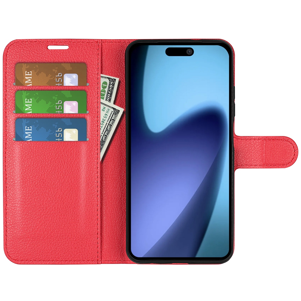 Litchi könyvtáska iPhone 17 Air készülékhez - piros