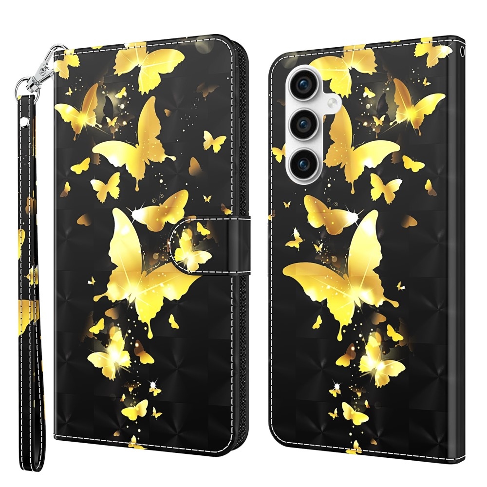 Nyomtatott könyv tok Samsung Galaxy S23 FE készülékhez - arany pillangók