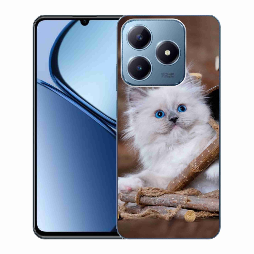 Gél borítás mmCase a Realme C63 készülékhez - fehér cica