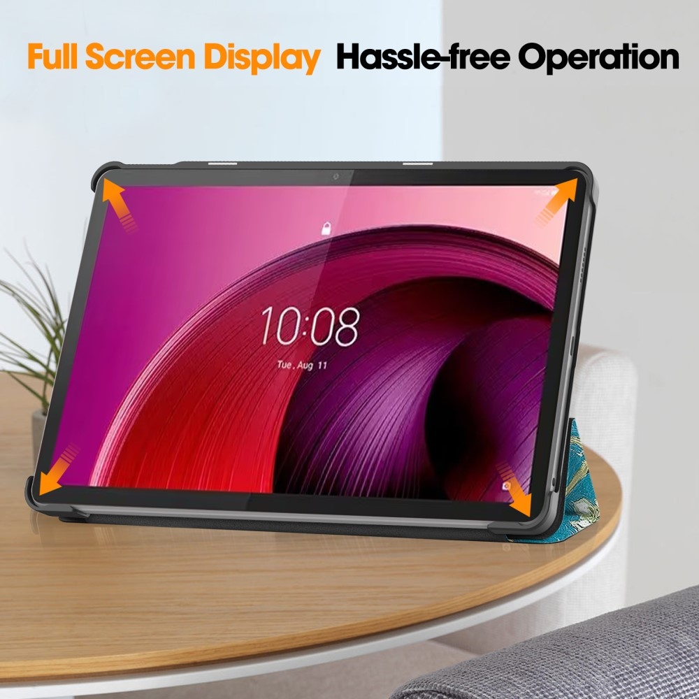 Nyomtatás intelligens záró tok Lenovo Tab M10 5G - fehér virágok