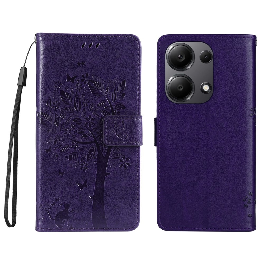 Fák könyv tokja Xiaomi Redmi Note 13 Pro 4G/Poco M6 Pro - sötétlila