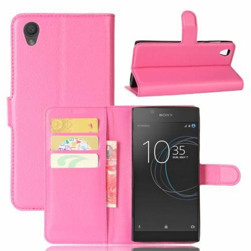 Gaines PU bőr tok Sony Xperia L1 készülékhez - rózsaszínű