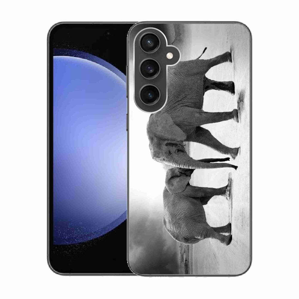 Gél borítás mmCase Samsung Galaxy S23 FE készülékhez - fekete és fehér elefántok
