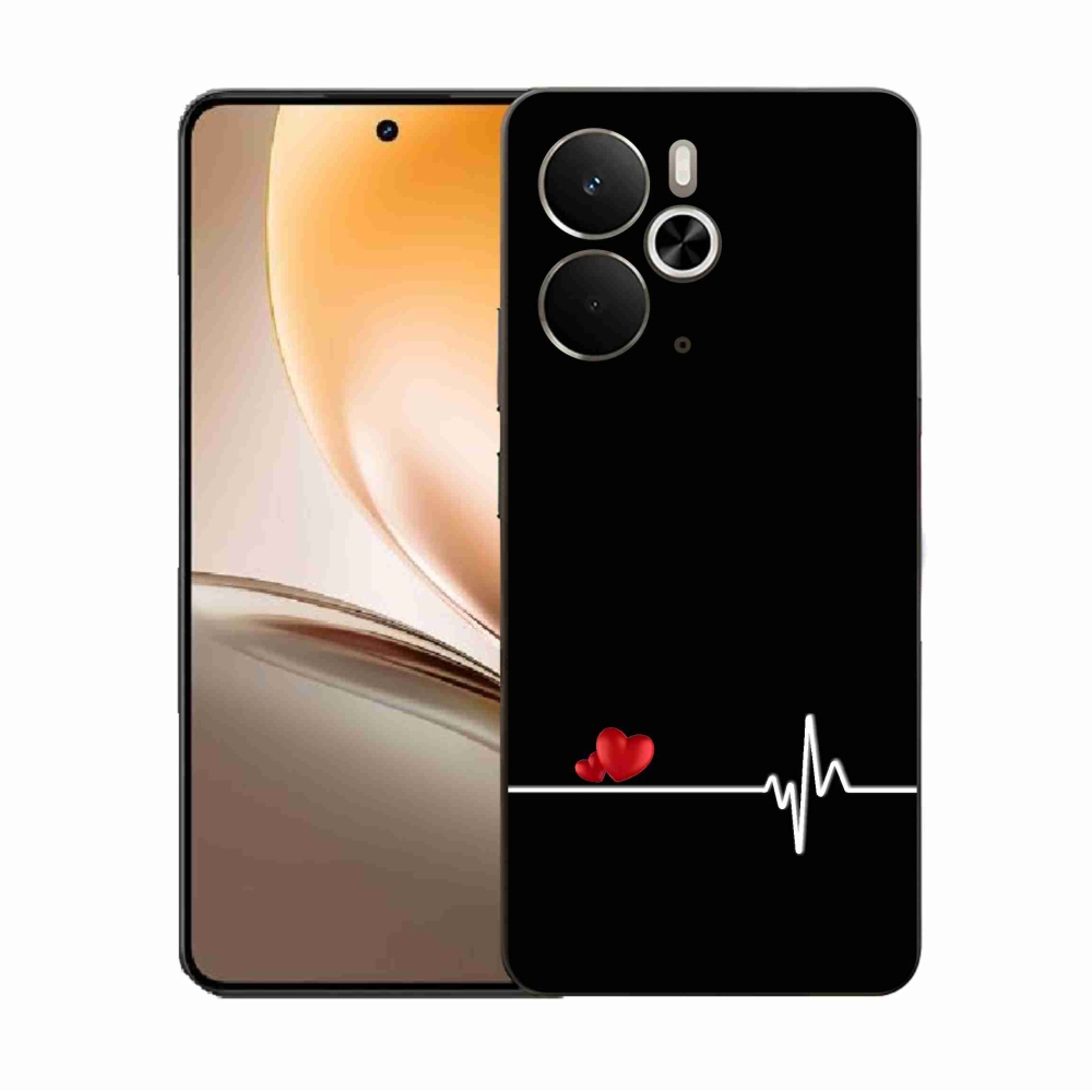 Gél borító mmCase a Realme 14 5G-n - szív és szívverés fekete háttérrel