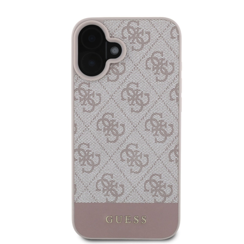 Guess PU 4G csíkos hátlap iPhone 16 rózsaszínű készülékhez