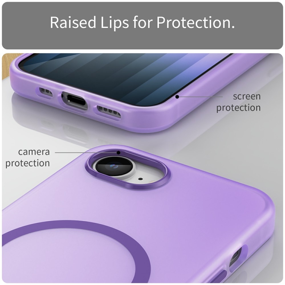 Frost zselés tok MagSafe támogatással iPhone 16e készülékhez - lila