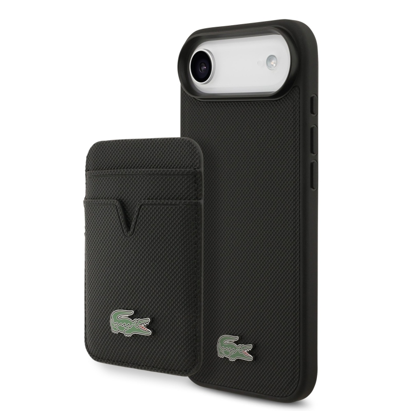 Lacoste Iconic Petit Pique MagSafe MagSafe hátlap + pénztárca iPhone Air készülékhez Fekete