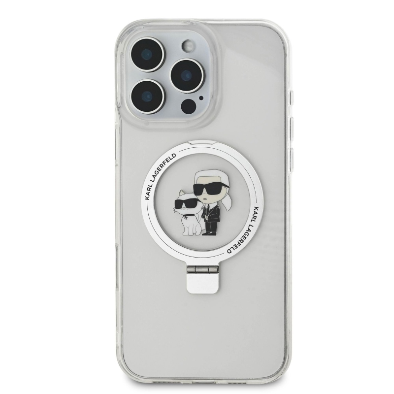 Karl Lagerfeld Ringstand Karl és Choupette MagSafe hátlapi borító iPhone 16 Pro Max készülékhez Fehér