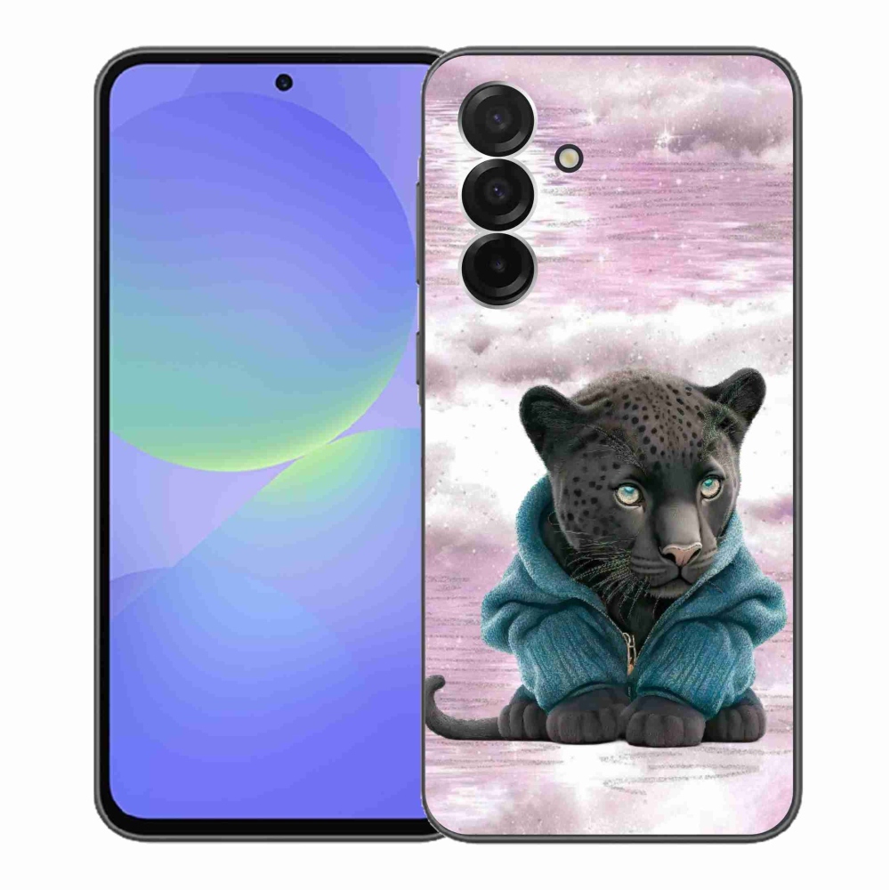 Zselés borítás mmCase Samsung Galaxy A36 5G - fekete párduc pulóverben