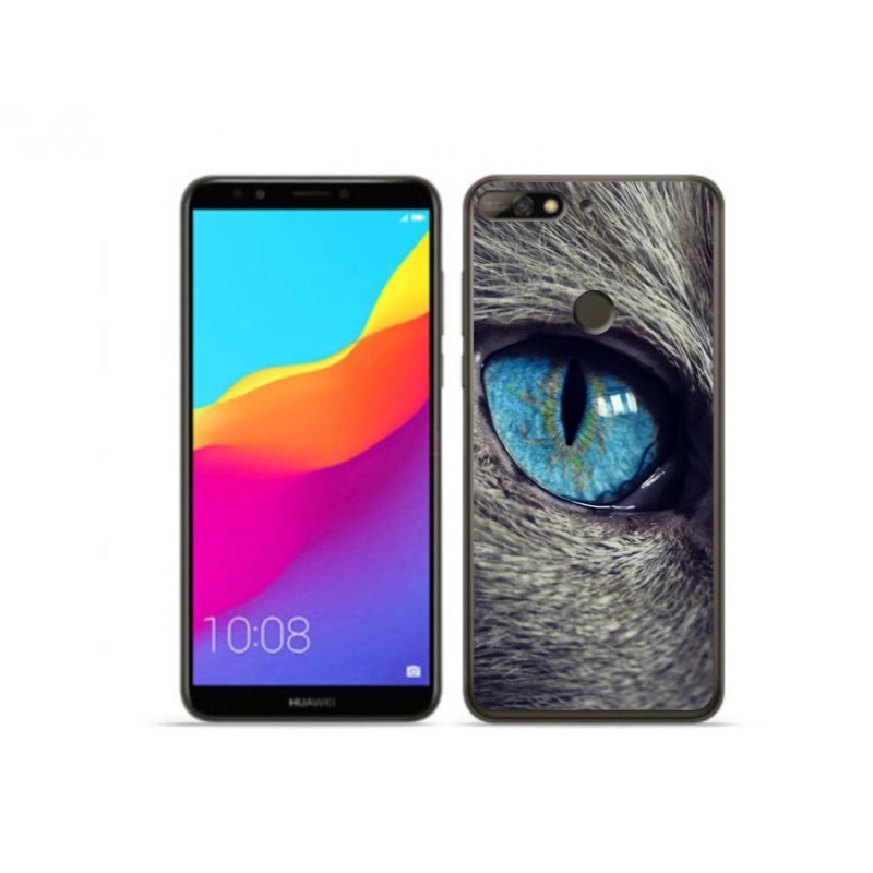 Gél tok mmCase a Huawei Y7 Prime (2018) - kék macskaszemre