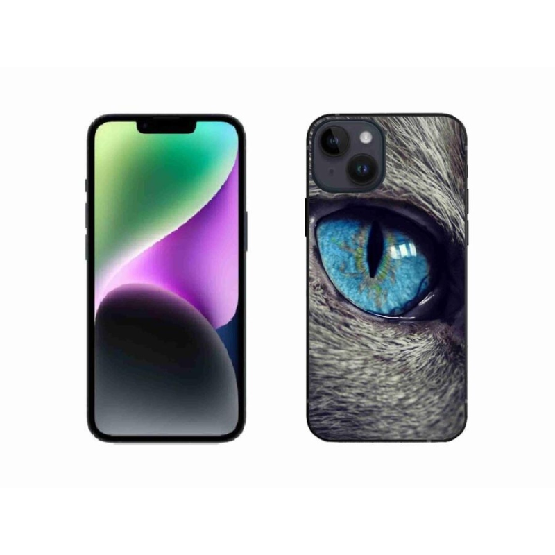 Gél tok mmCase iPhone 14 készülékhez - kék macskaszem