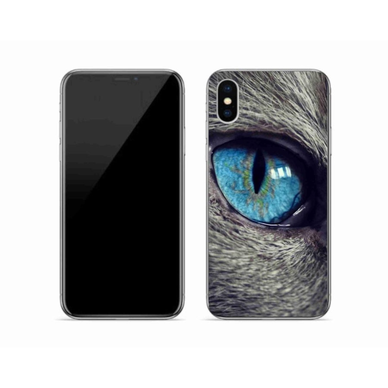 Gél tok mmCase iPhone X készülékhez - kék macskaszem