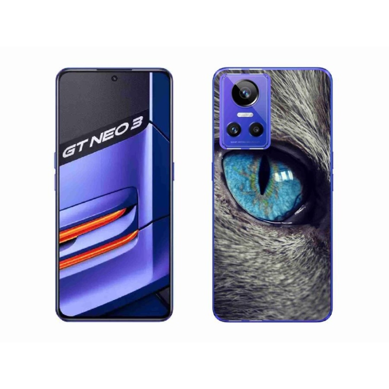 Gél tok mmCase a Realme GT Neo 3 készülékhez - kék macskaszem