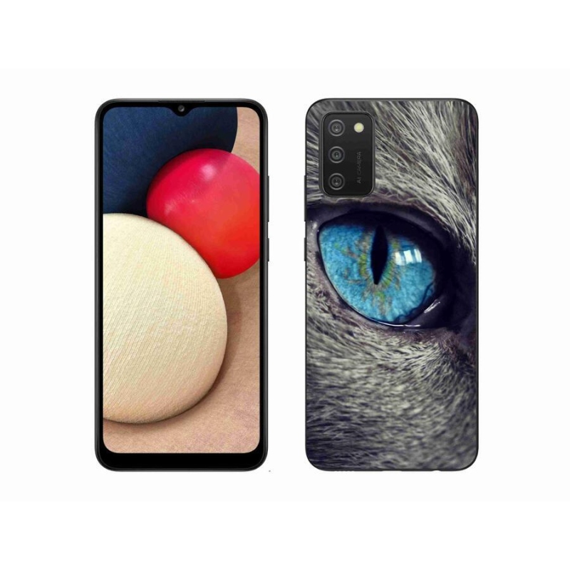 Gél tok mmCase Samsung Galaxy A02s (164.2x75.9x9.1mm) - kék macskaszem