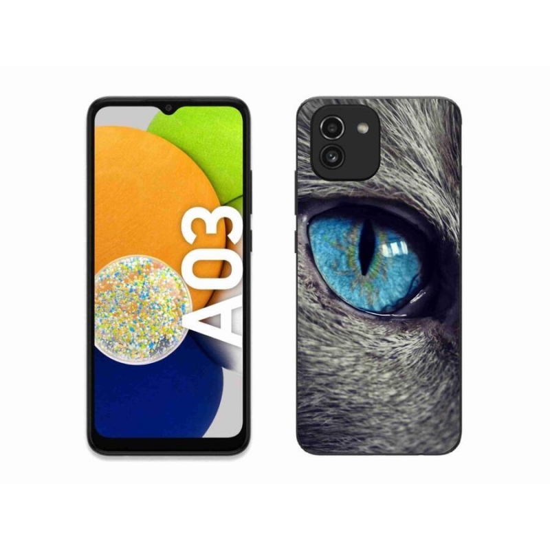 Gél tok mmCase Samsung Galaxy A03-hoz - kék macskaszem