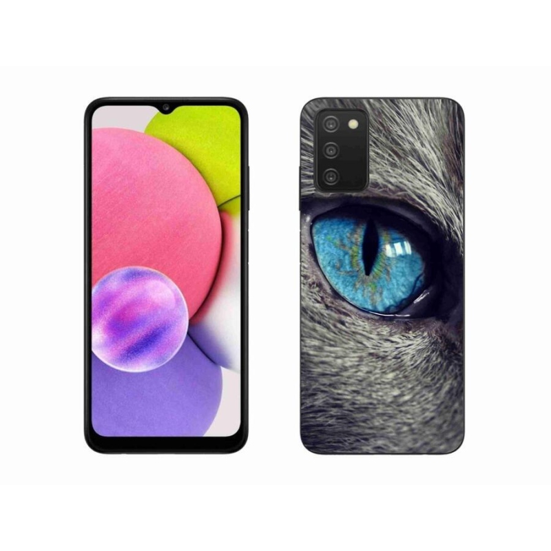 Gél tok mmCase Samsung Galaxy A03s (166,6 x 75,9 x 9,1) - kék macskaszem
