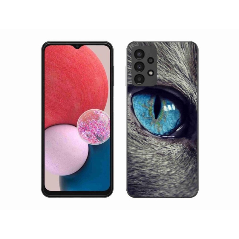 Gél tok mmCase a Samsung Galaxy A13 4G készülékhez - kék macskaszem