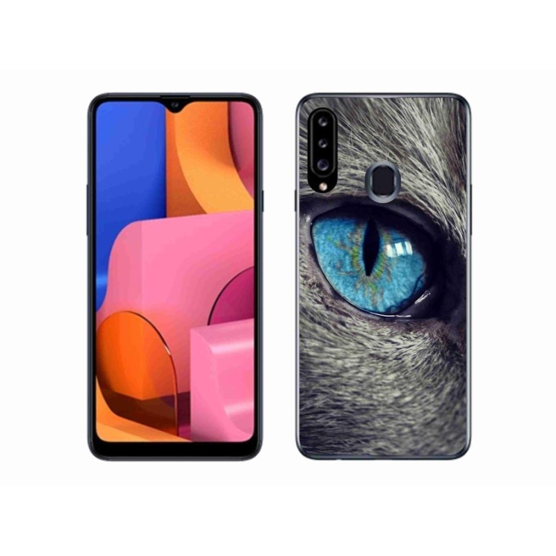 Gél tok mmCase Samsung Galaxy A20s készülékhez - kék macskaszem