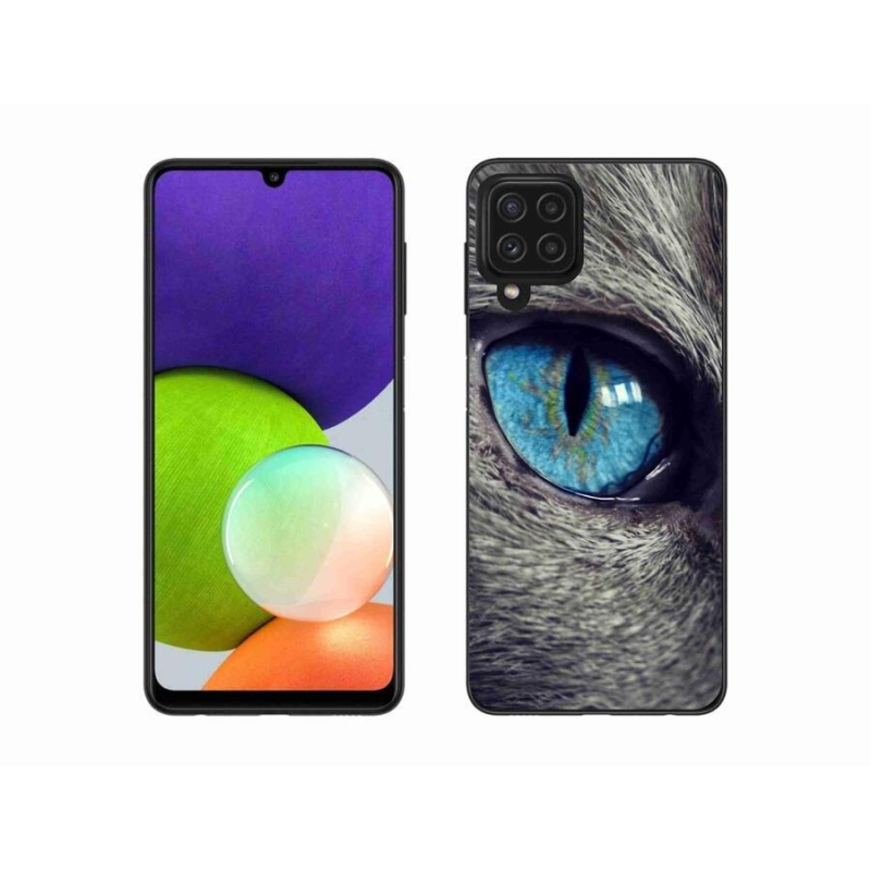 Gél tok mmCase a Samsung Galaxy A22 4G készülékhez - kék macskaszem