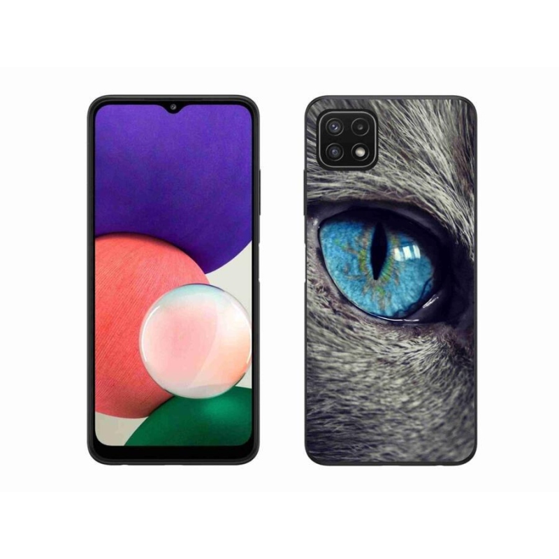 Gél tok mmCase a Samsung Galaxy A22 5G készülékhez - kék macskaszem