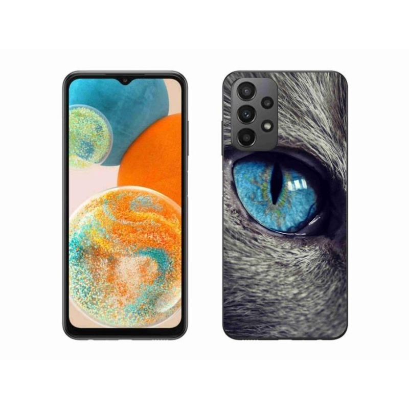 Gél tok mmCase Samsung Galaxy A23 4G/5G készülékhez - kék macskaszem