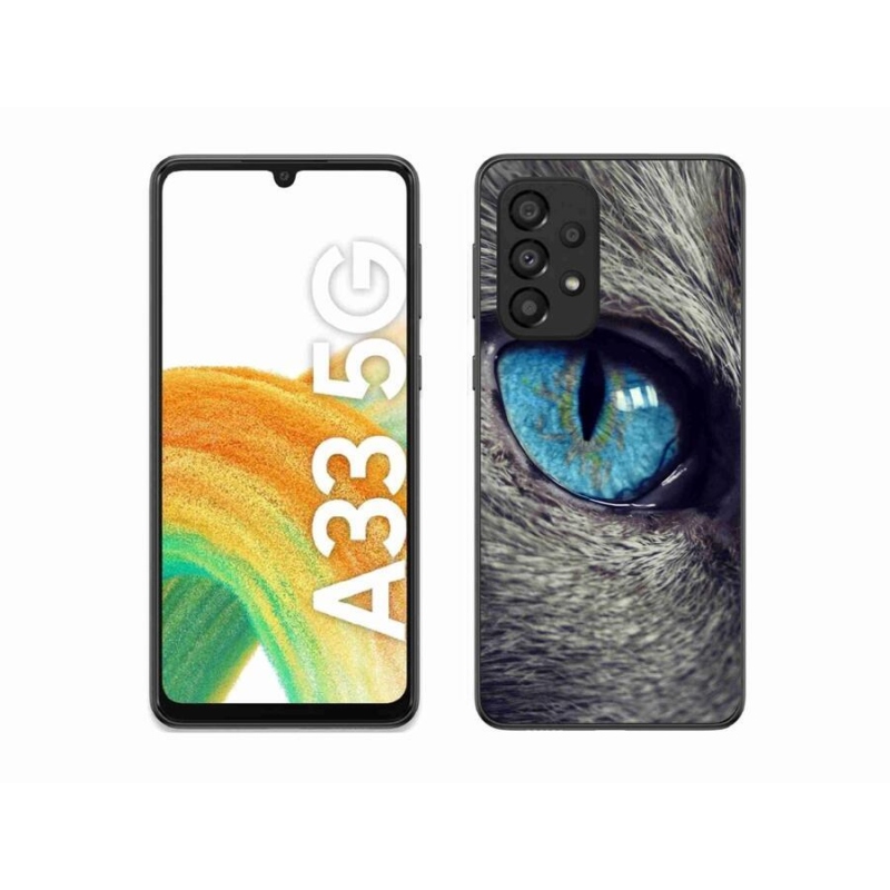 Gél tok mmCase a Samsung Galaxy A33 5G készülékhez - kék macskaszem