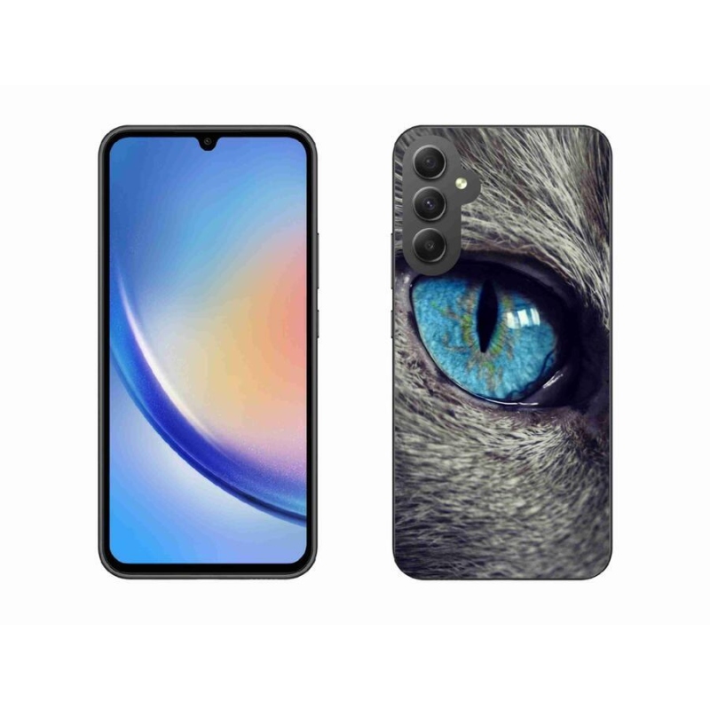 Gél tok mmCase a Samsung Galaxy A34 5G készülékhez - kék macskaszem