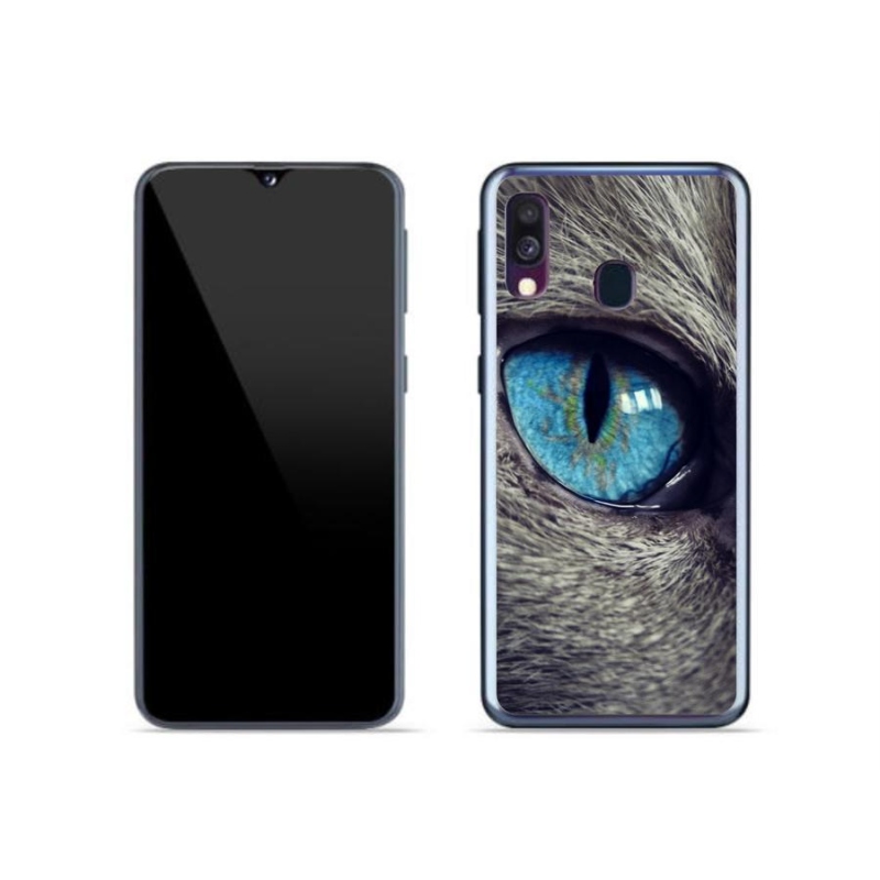 Gél tok mmCase Samsung Galaxy A40 készülékhez - kék macskaszem