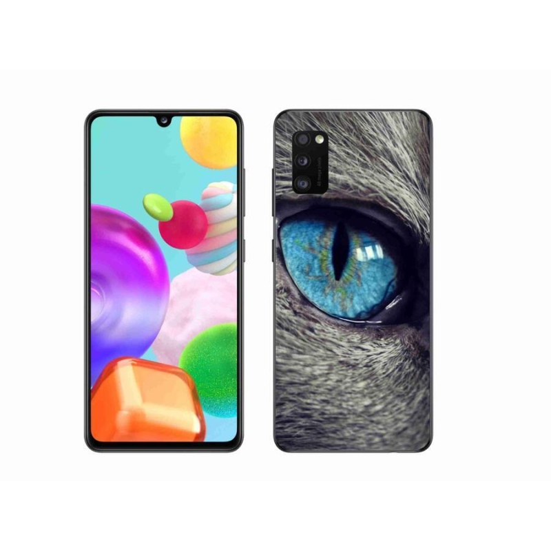 Gél tok mmCase Samsung Galaxy A41 készülékhez - kék macskaszem