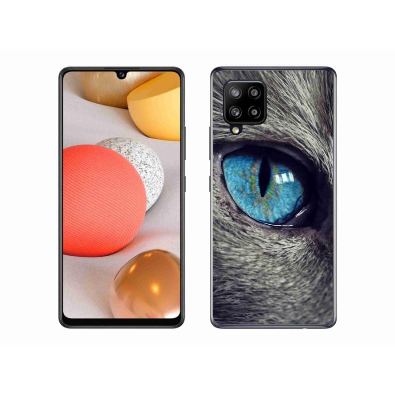 Gél tok mmCase a Samsung Galaxy A42 5G készülékhez - kék macskaszem