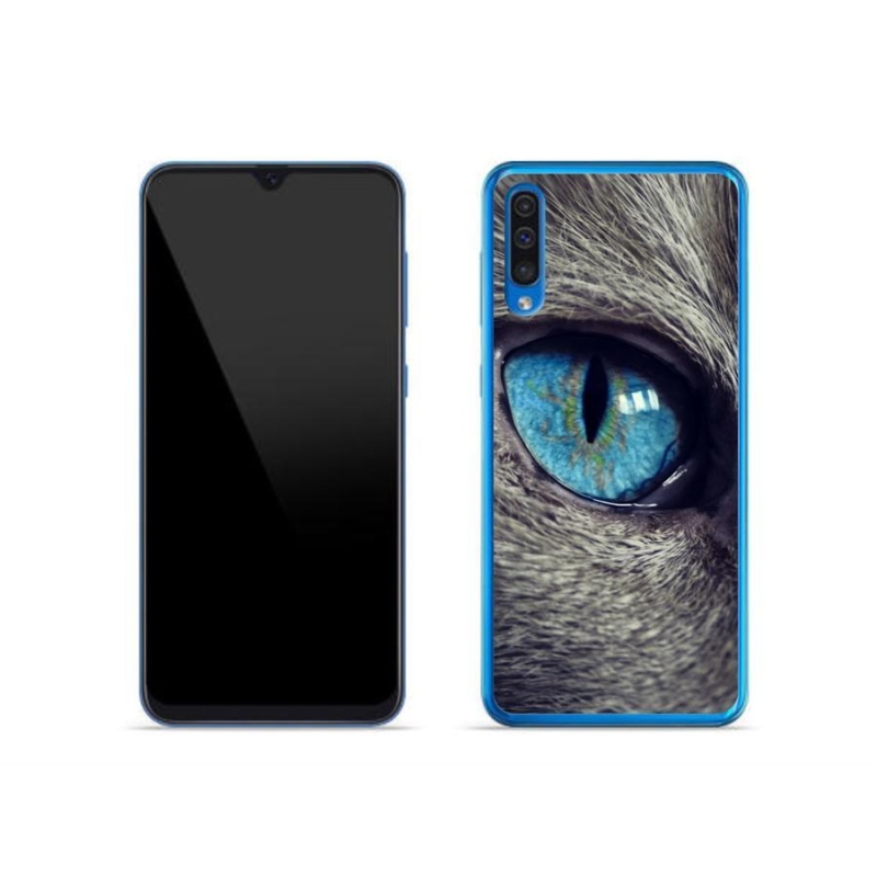 Gél tok mmCase Samsung Galaxy A50 készülékhez - kék macskaszem