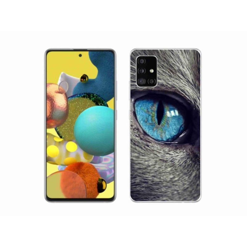 Gél tok mmCase a Samsung Galaxy A51 5G készülékhez - kék macskaszem