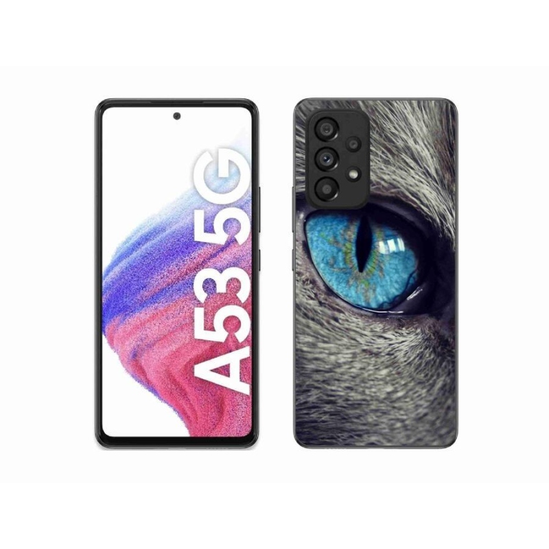 Gél tok mmCase a Samsung Galaxy A53 5G készülékhez - kék macskaszem